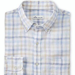 Peter Millar Coronado Linen Sport Shirt – Plaid, Size XXL